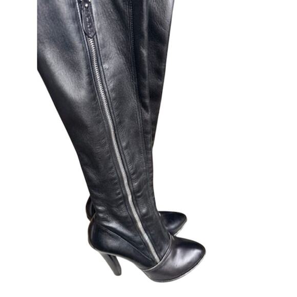 AlaĂŻa Alaia Paris Black Leather Knee-High Zipper Boots 40.5 Italy - Picture 6 of 12